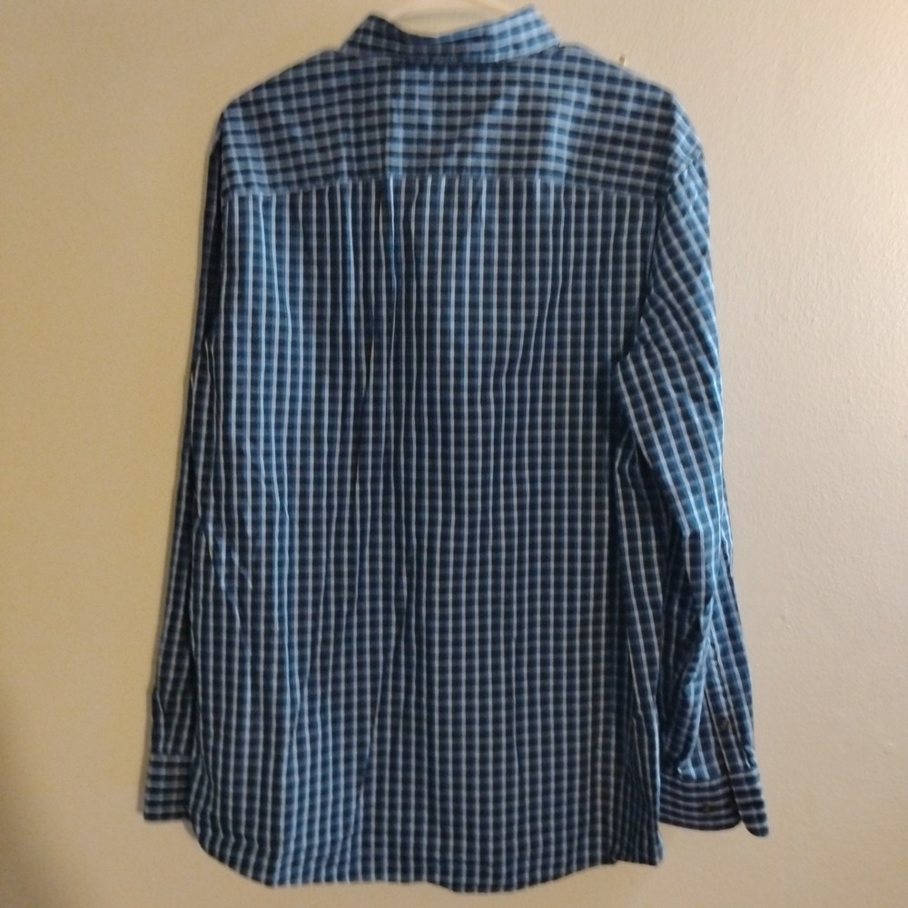 Claiborne Men's Blue Check Cotton Long Sleeve Casual Button-Up Shirt - Picture 7 of 7